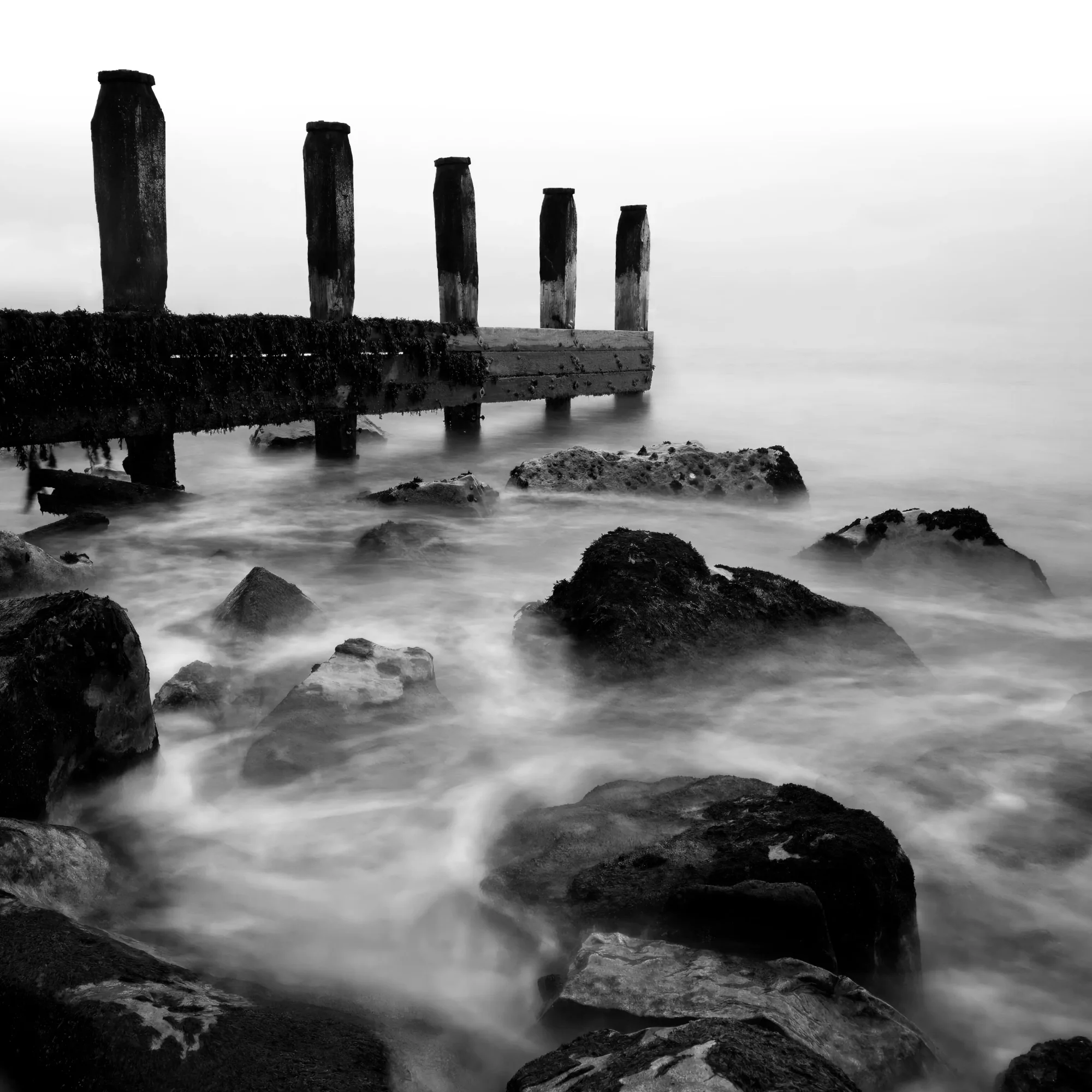 Water slowed on rocks